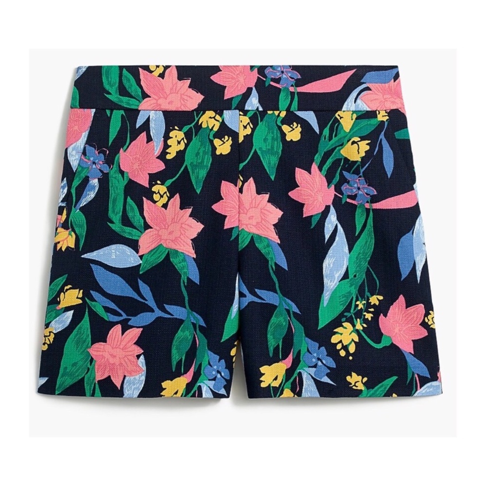 J Crew Floral Basketweave Tropical Floral Beachy Short with Side Zip Preowned 4